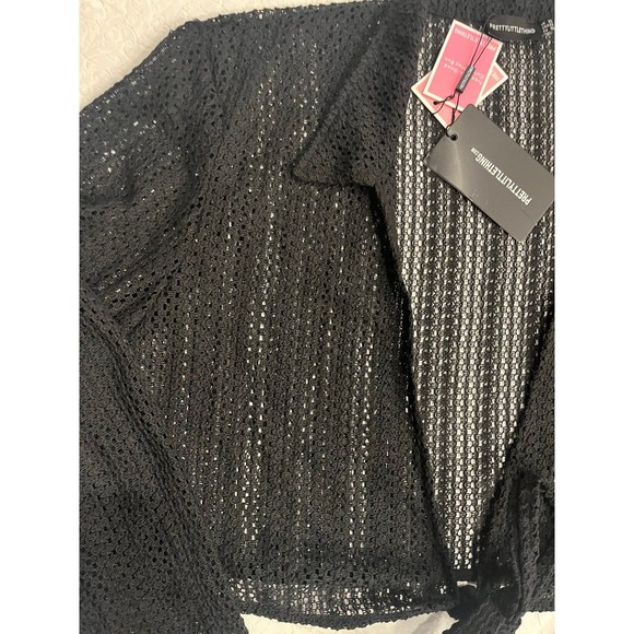 Black cut out crotchet cover up crop beach top by Prettylittlething XXL BNWT - Picture 3 of 9
